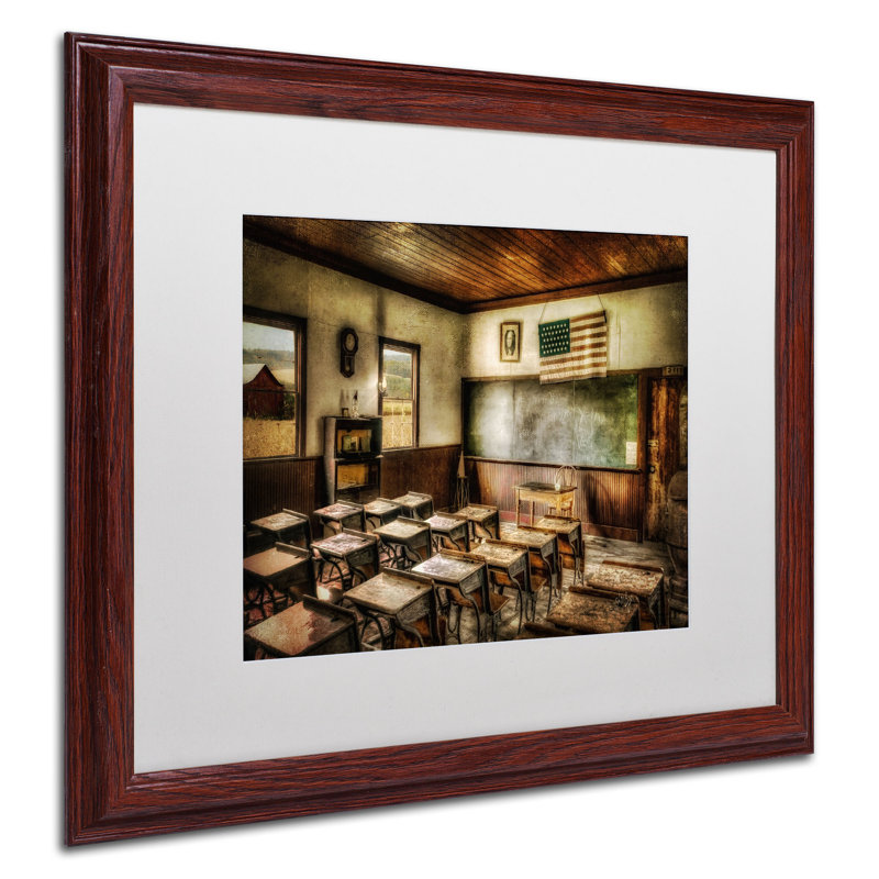 « one room school » par lois bryan, reproduction de photo encadrée, H 16 po x l 20 po x P 0,5 po, Noir mat