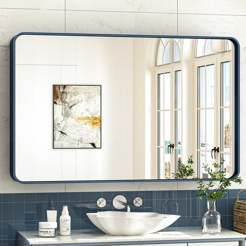Miroir d'appoint Tyro, 48 po x 30 po, Bleu, Rectangulaire