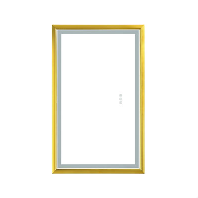 Oversized Rectangular Framed LED Mirror Anti-Fog Dimmable Wall Mount Bathroom Vanity Mirror