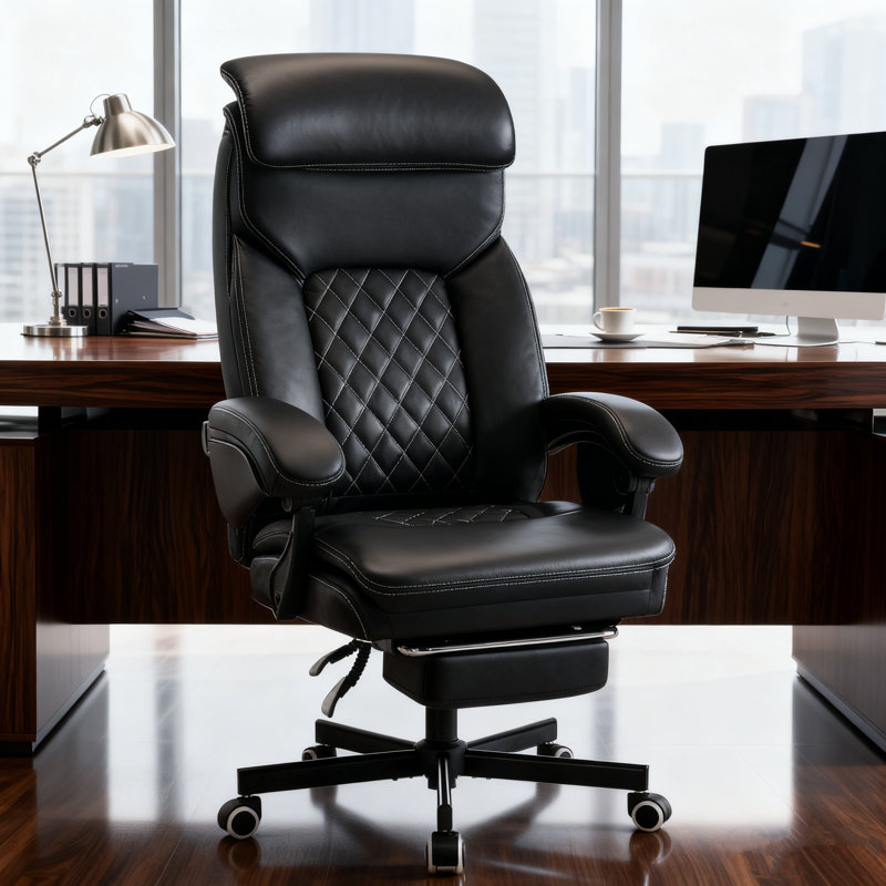 Leather  Ergonomic Executive Office Chair, Black