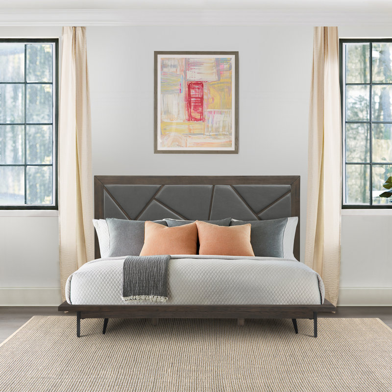 Vegan Leather Slat Bed, King