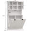 Armoire à linge blanche avec tablettes réglables et deux compartiments pratiques-1211989682-1211989694