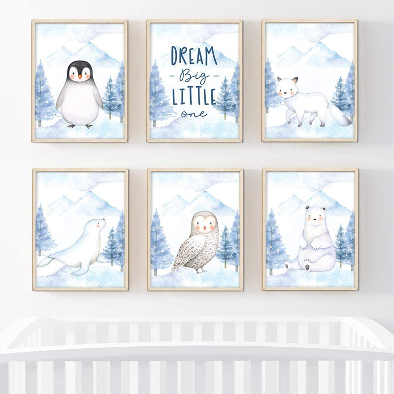 Rêvez de big little one, vous êtes tellement aimé, pingouin, hibou, ensemble de 6 pièces imprimées sur papier Crush