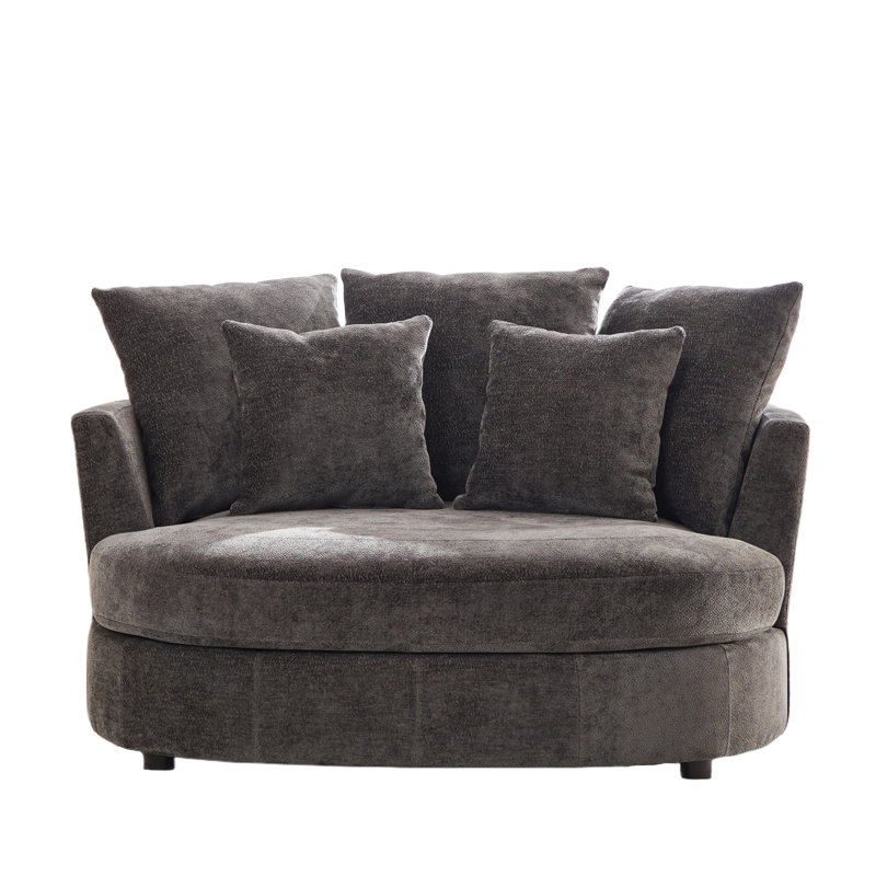 Fauteuil d'appoint rembourré 55,25 po avec 5 coussins latéraux en chenille, Gris anthracite
