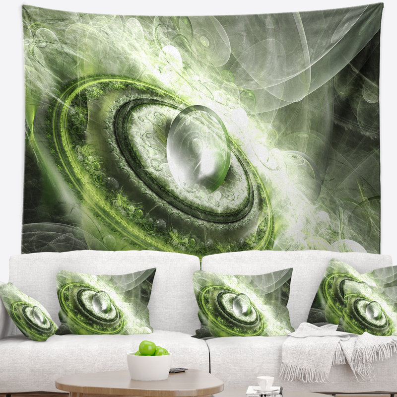 Tapisserie d’une soucoupe pour volant abstrait, H 32 po x l 39 po