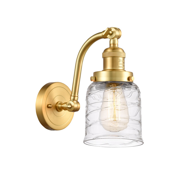 Applique murale 1 lumière 5 po Bell, Ampoule à DEL rétro de 6 watts, Clair, Or satiné
