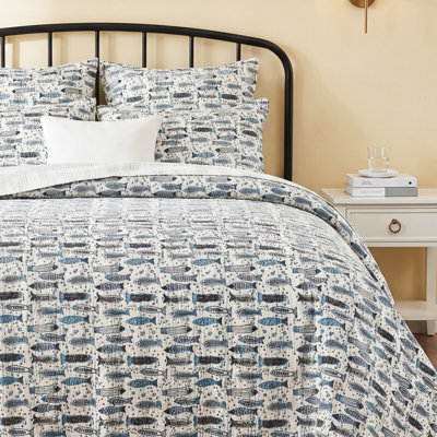 Kantha Fish Cotton Coverlet Set