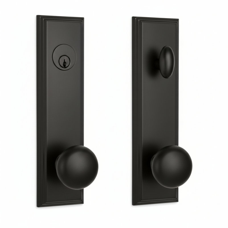Atteberry Knobs With Deadbolt Reversible Entry Set, Left, Matte Black