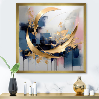 Reproduction d'art mural doré doré abstrait tourbillons de sérénité III