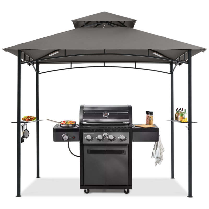 MASTERCANOPY 8 Ft. W x 5 Ft. D Steel Grill Gazebo, Dark Gray