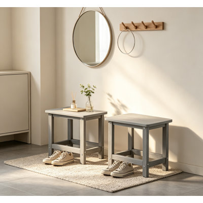 Grey 16.6 Inch Square HDPE Outdoor Side Table Set of 2
