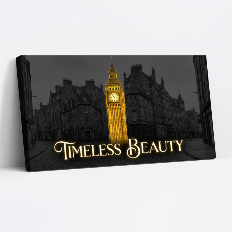 Ensemble de 1 tableau sur toile tendue représentant la tour de l'horloge Big Ben, une beauté intemporelle, H 20 po x l 40 po