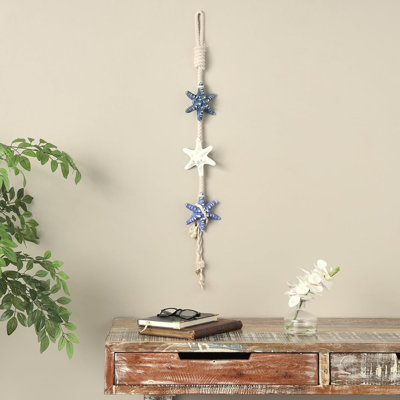 Handmade Resin Starfish Wall Decor – Layered Coastal Wall Sculpture With Hanging Rope And Seashell Accents