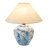 Handmade Starry Sky Ceramic Table Lamp – Blue & White Linen Shade For Living Room , Bedroom & Bedside