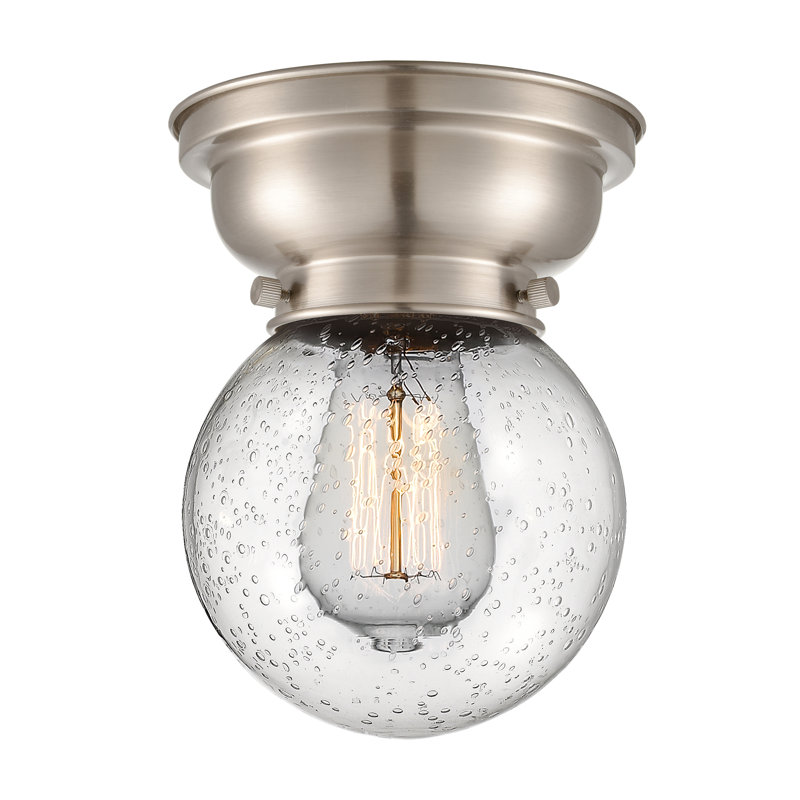 Plafonnier encastré en verre Lorri, Ampoule non incluse, Grainé, Nickel satiné brossé