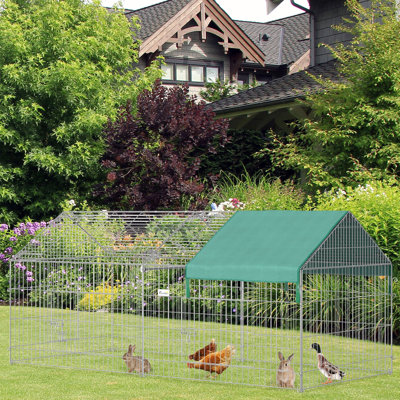 87" Small Animal Pen With Shade Roof For Rabbits, Chickens, Chinchillas - Outdoor Yard Fence Easy Assembly And Chicken,