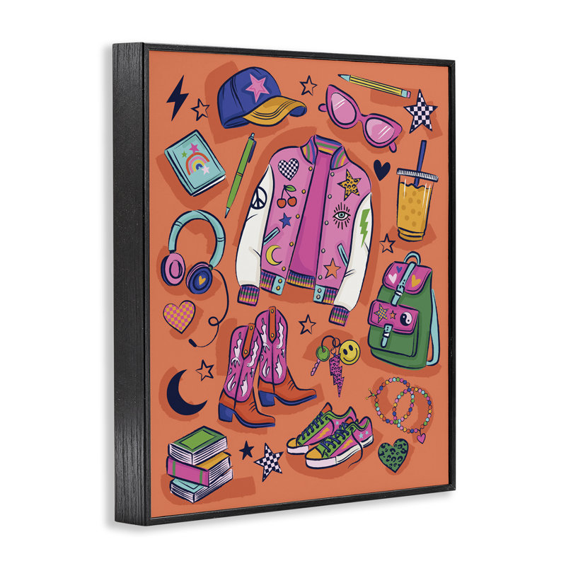  «Bright Fashion School Essentials», estampe numérique par Lisa Perry White, H 14 po x l 11 po, Giclée encadrée noir minuit