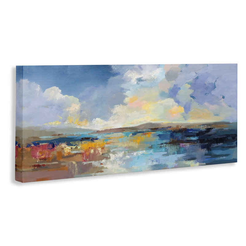 «Seaside Sunset», art mural sur toile par Silvia Vassileva, H 20 po x l 48 po