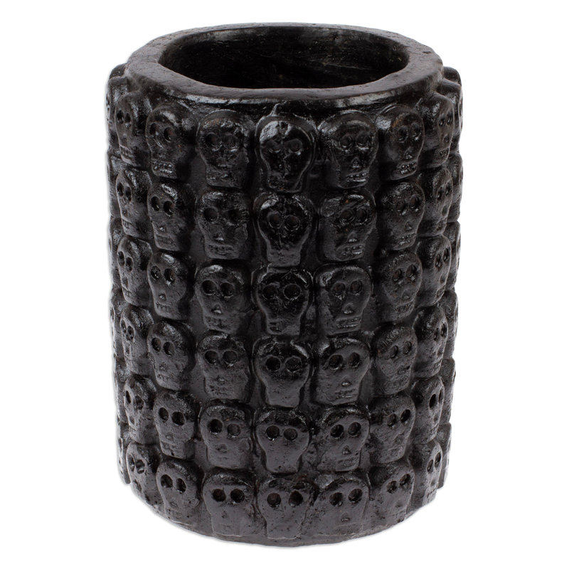 Corita Handmade Ceramic Pot Planter, Black, 7" H x 5" W x 5" D