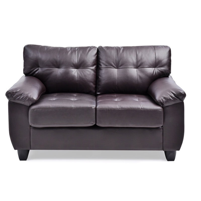 Waville 57'' Loveseat,Tufted Sofa,Faux Leather Couch, Beige Leather