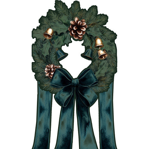 SP13172 Couronne de Noël, épinette, pin, ruban, cloche, découpes, carton, debout, debout