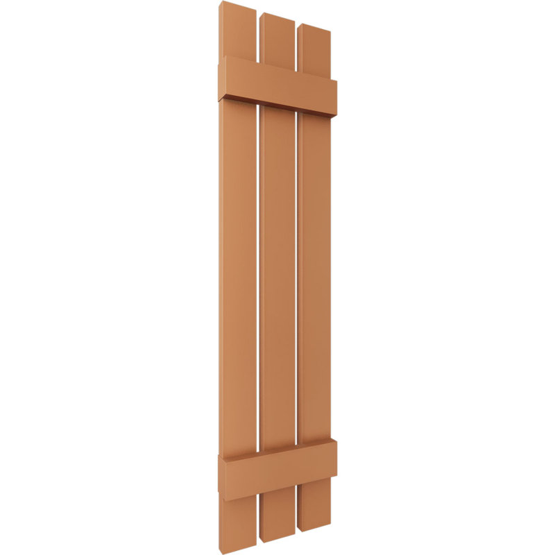 Vinyle à vie, trois planches TailorMade espacées (2 lattes), volets planche-n-latte, avec cages-volets (par paire), 47"