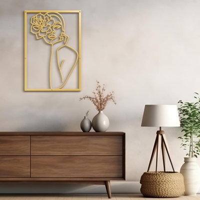 Line Women and Flower Modern Abstract Wall Accent Sculpture Décoration murale en métal