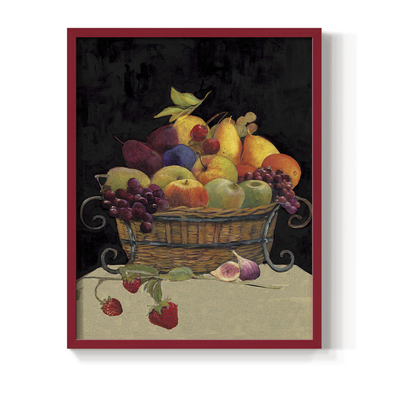 «Fruit Basket I Revisit», reproduction encadrée - bois massif, H 30 po x l 24 po, Rouge