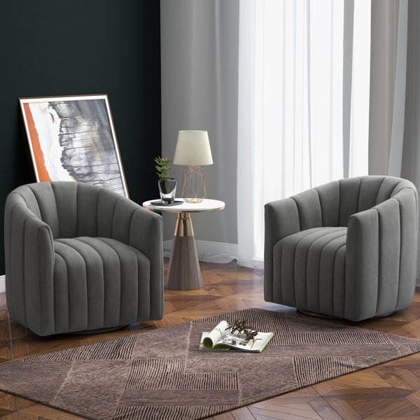 Latitude Run® Ganey Upholstered Swivel Barrel Chair - Wayfair Canada