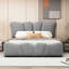 Lit plateforme tapissier en velours gris - Style polyvalent et sensation de confort moderne-1112836324