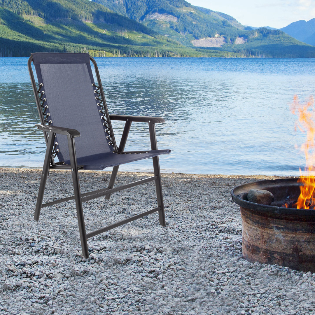 Emmery Folding Portable Camping Chairs - 2 Lawn Chairs with PVC-coated polyester Fabric and Bungee Suspension (Set of 2) Arlmont & Co. 