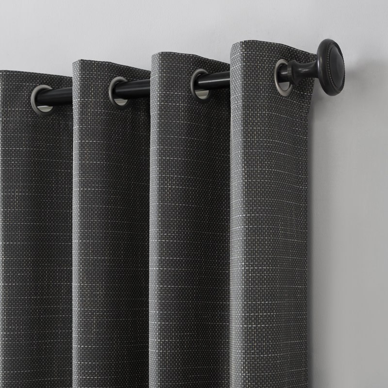 Burlap Weave Thermal Extreme 100% Blackout Grommet Curtain Panel, 52" W x 96" L, Coal