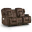 Canapé inclinable 3 places avec console rabattable, porte-gobelets, ports de chargement, tiroir de rangement et haut-parleurs Bluetooth-2120113718