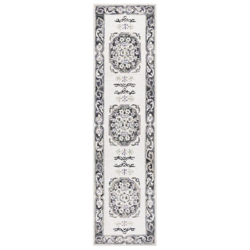 Hand Tufted Wool;Cotton Floral Rug, Runner 2'3" x 9'