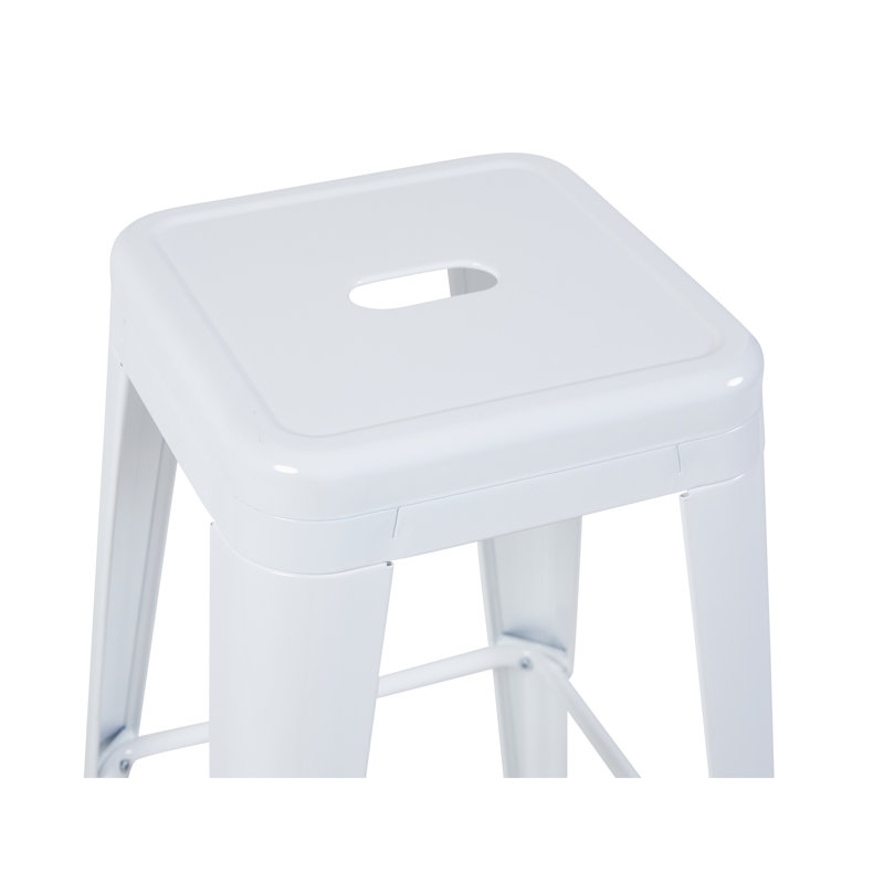 24 tabourets de bar sans dossier en métal de 24 po de hauteur comptoir, non empilables, détachables, simples et faciles à assembler, espace pour îlot de cuisine, bar, salle à manger - tracas de ton blanc - couleur rapide