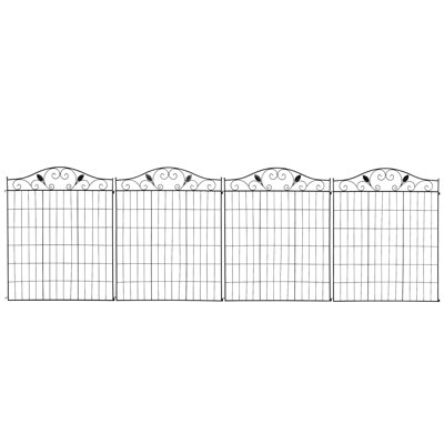 Metal Garden Fence, Decorative Fence Ideal For Garden Fencing, 4 Pack, 44 in(H) x 12 ft(L) Folding Garden Fence Border