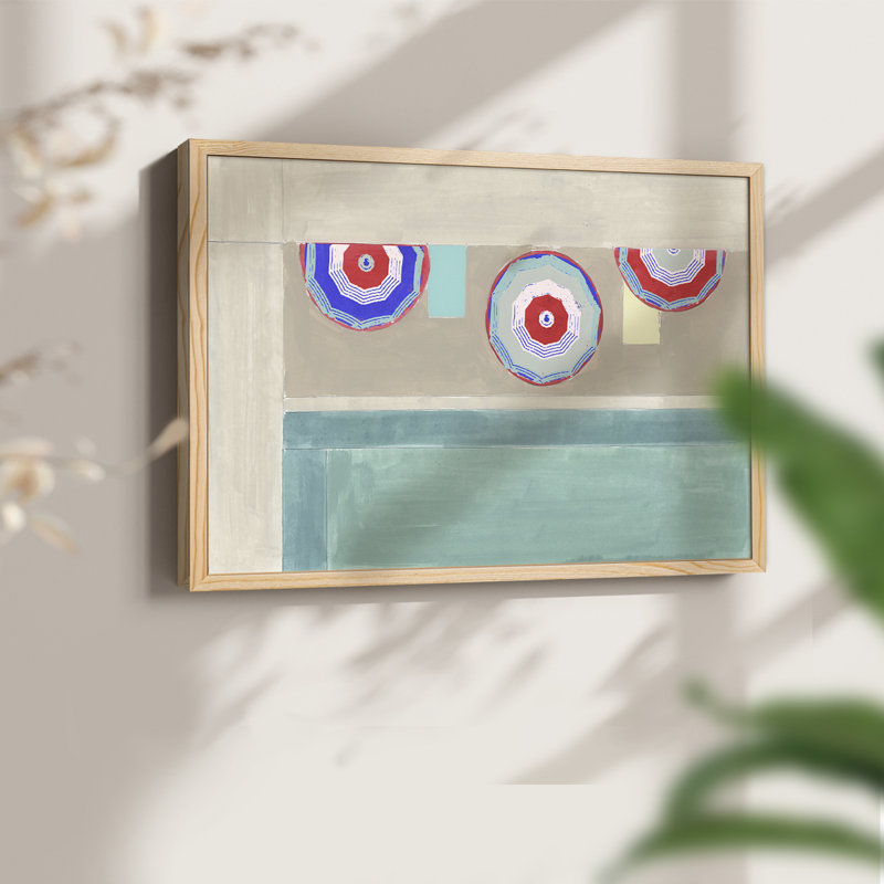 Au bord de la piscine II - Impression encadrée - Restickable, H 11 po x l 14 po, Naturel