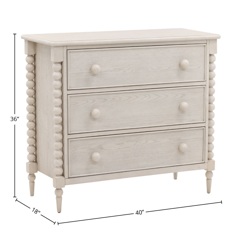 Commode 3 tiroirs Marcellina, blanc cassé