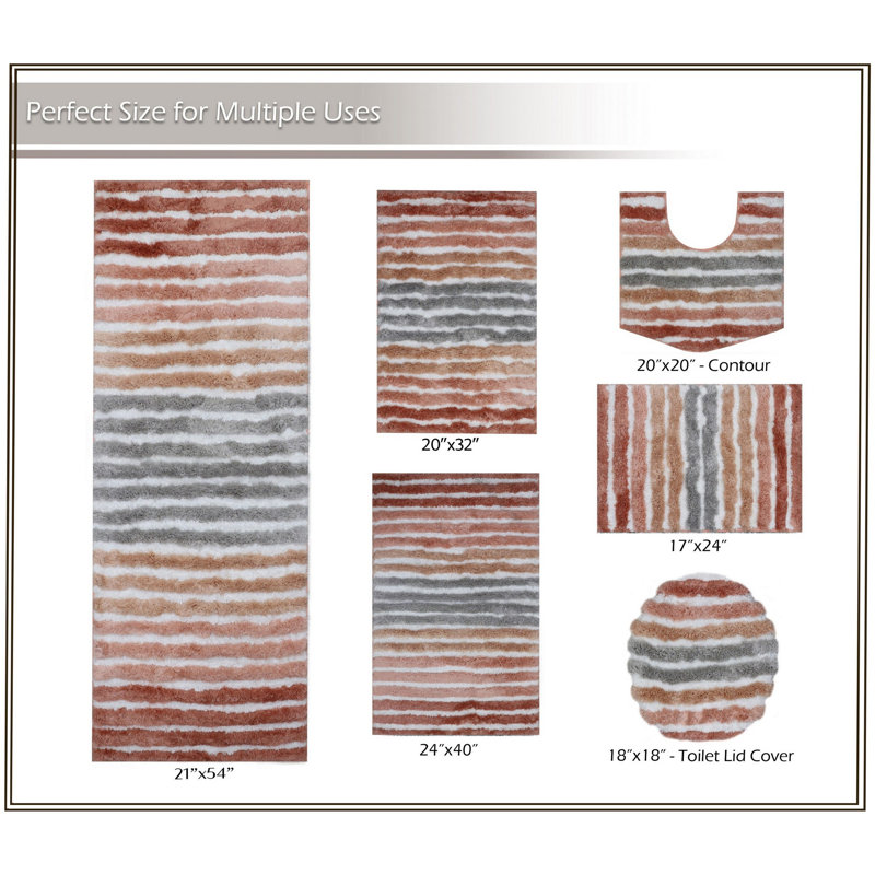 Bathroom Rugs Set of 2, Ultra Soft Microfiber Mats, Absorbent & Quick Drying, Non-Slip Rubber Backing, Machine Washable Bathroom Mats, Sink – 20x32, 24x40 Coral