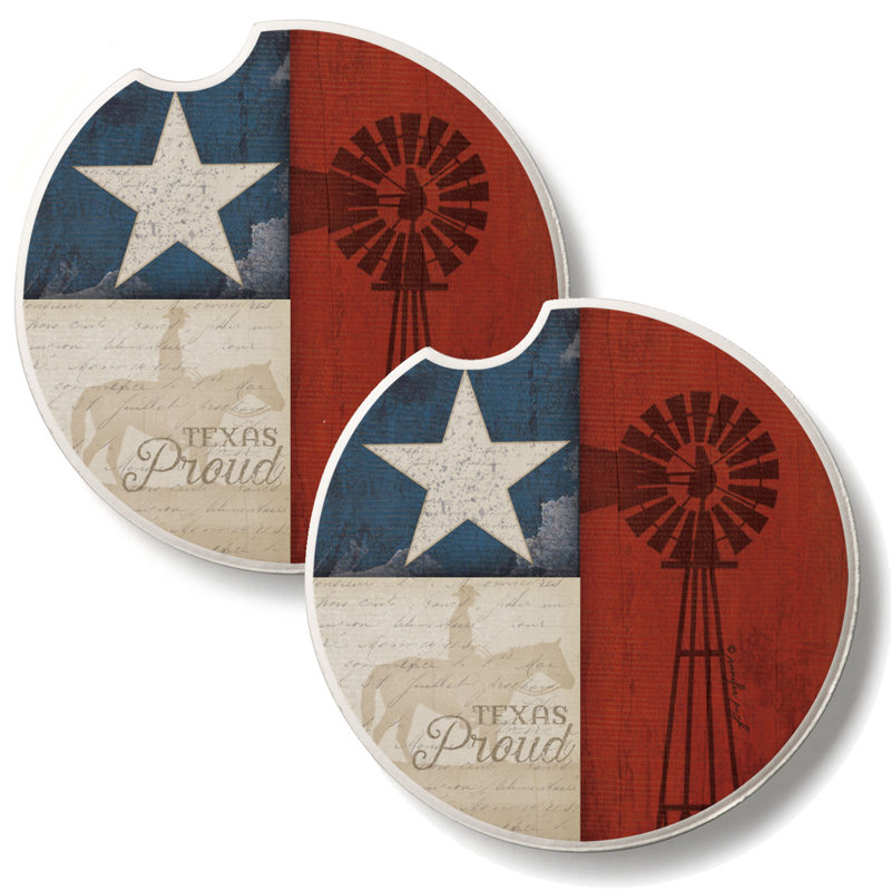 Texas Proud 2 Pack Stone Car Coasters