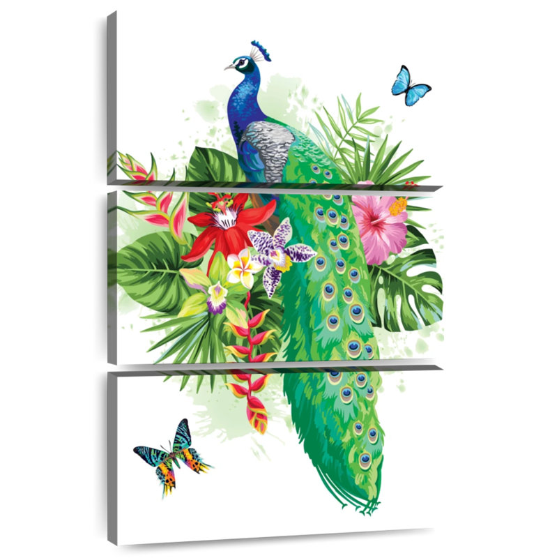 Brampt Tropical Blue Peacock, 65" H x 42" W