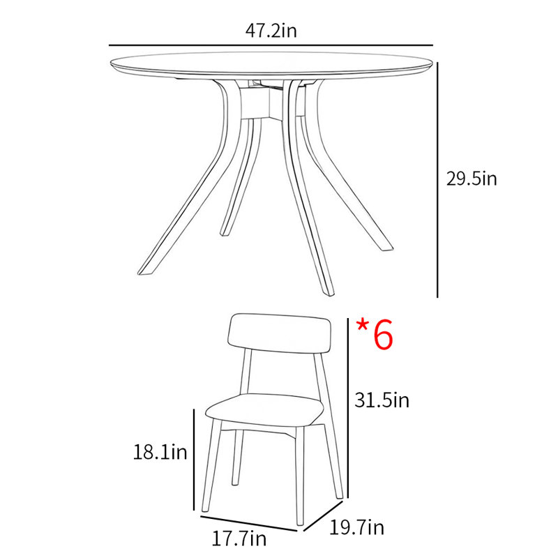 Ensemble de table de salle à manger Simple Fashion Home, H 29,5 po x L 47,2 po x l 47,2 po