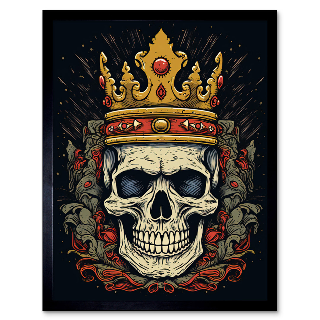 Allsop Skull Crown Old School USA Tattoo Ink Body Art Rockabilly Americana - Single Picture Frame Print
