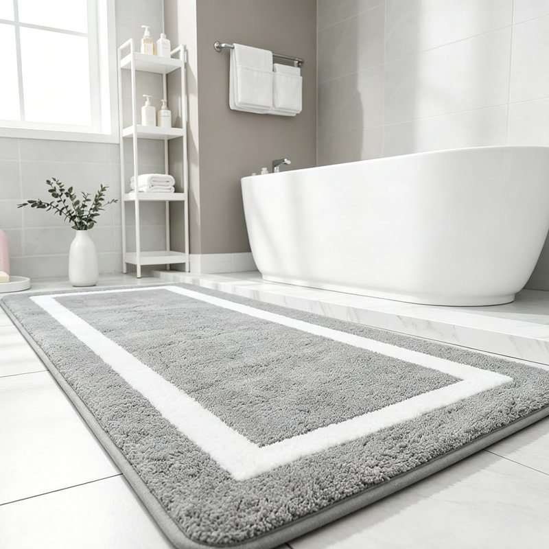 Extra Long Microfiber Non-Slip Bath Mat for Shower & Tub