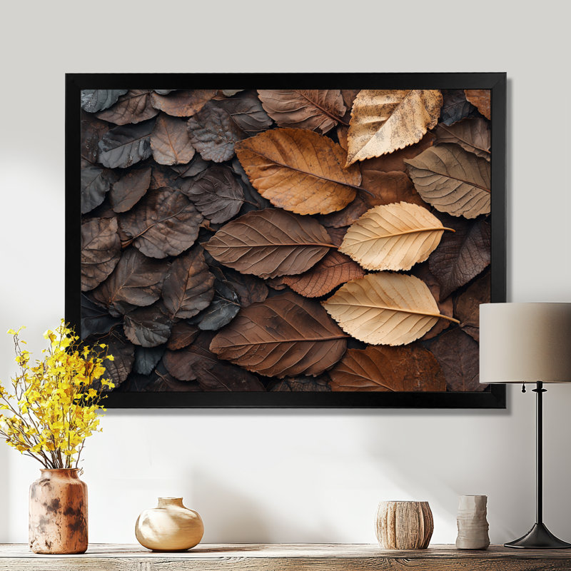 Scarboro Espresso Leaves Veins Of Nature II - feuilles, art mural, Reproduction encadrée d'une seule photo, H 30 po x l 40 po