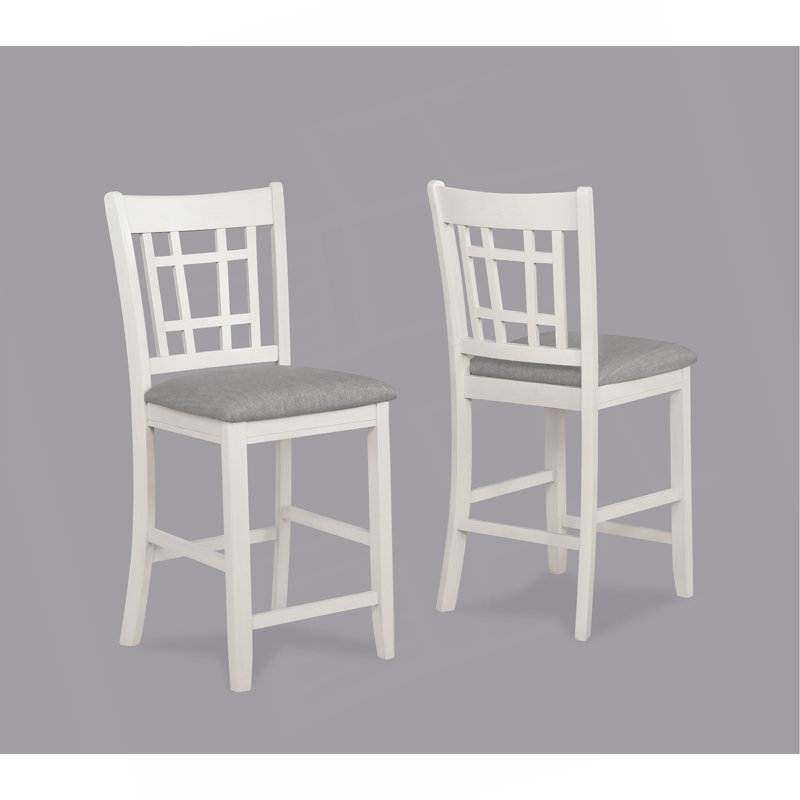 Chaises de pub rembourrées à hauteur de comptoir 2 pièces pour salle à manger avec meubles en bois massif gris craie, Gris