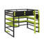 Lit mezzanine en bois avec bureau, support de rangement latéral, tablettes multiples et lumière RVB-1856686671-1856686640
