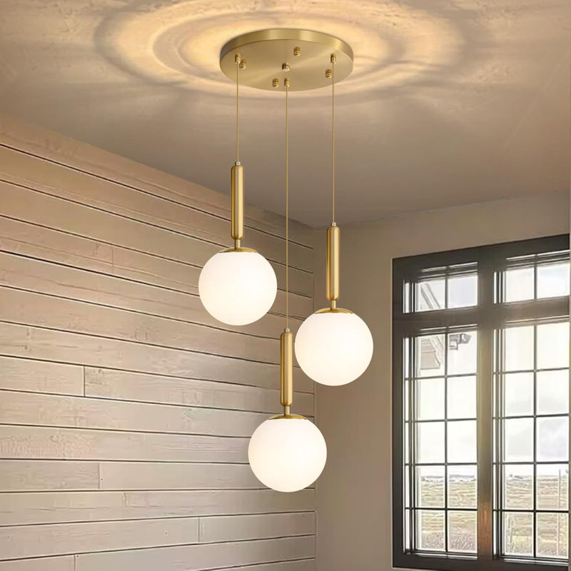 Lustre moderne en verre, Doré, 3 Lights