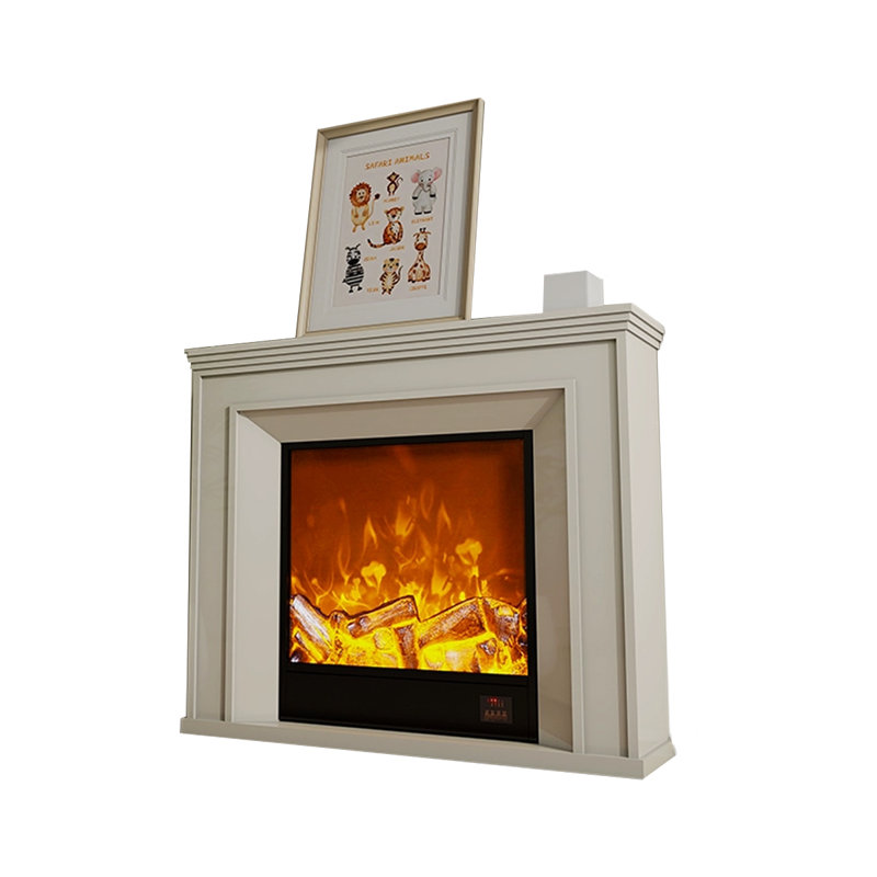 White Solid Wood Electric Fireplace, 39.37" H x 39.37" W x 13.78" D