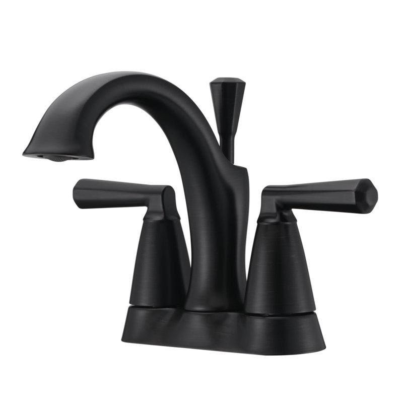 Robinet de lavabo de salle de bain central à 4 poignées avec ensemble de drain Z - Bronze huilé, Bronze frotté à l'huile